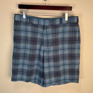 Nike Golf Men's blue, black & white plaid Tour Performance shorts 34 9" inseam